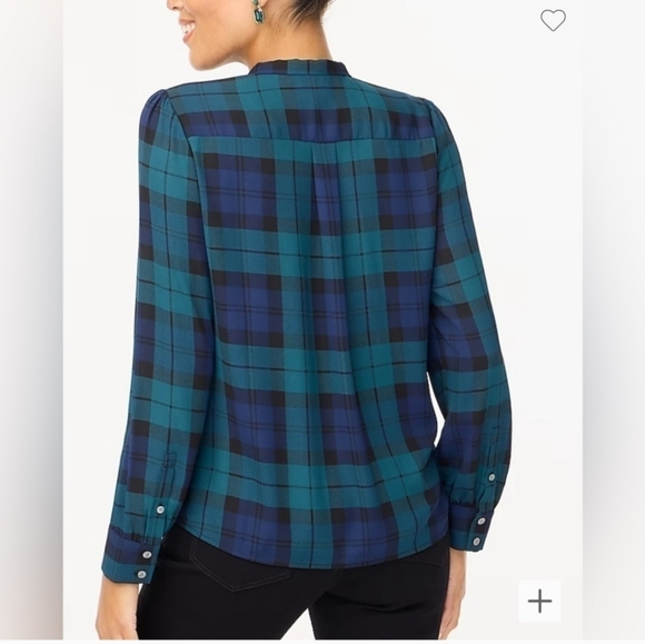 J. Crew Womens Blue/Green Plaid Blouse - Picture 3 of 10